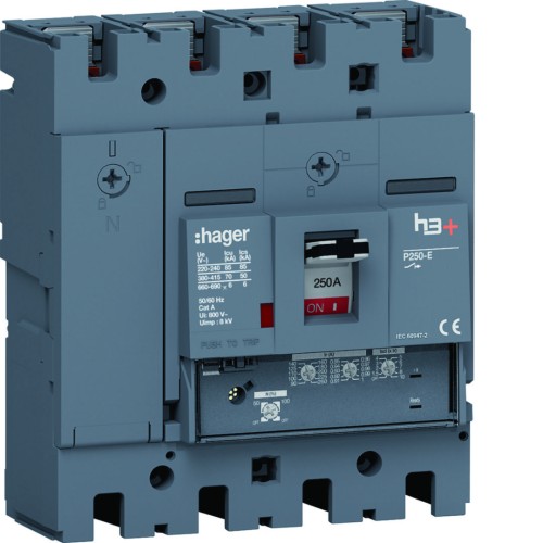 MCCB Wyłącznik mocy h3+ P250 4P 250A 70kA LSnI HET251GR Hager
