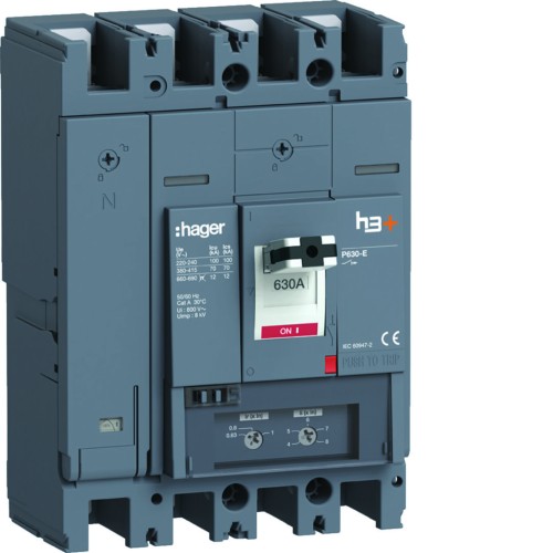 MCCB Wyłącznik mocy h3+ P630 TM 4x630A 70kA HEW631DE Hager