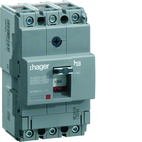 MCCB Wyłącznik mocy x160 3P 25kA 160A TM HHA160H Hager