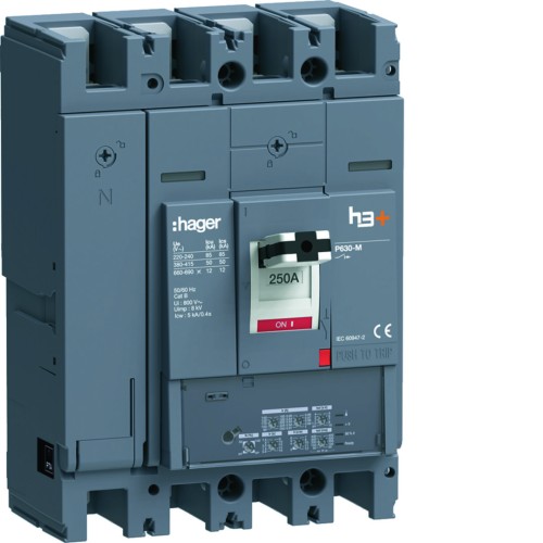 MCCB Wyłącznik mocy h3+ P630 LSI 4x250A 50kA HMW251JR Hager