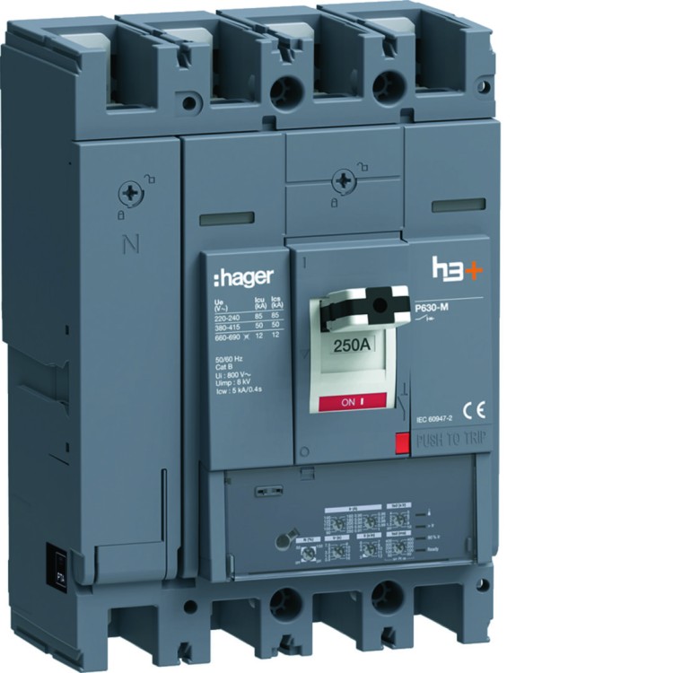 MCCB Wyłącznik mocy h3+ P630 LSI 4x250A 50kA HMW251JR Hager