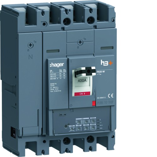 MCCB Wyłącznik mocy h3+ P630 LSI 4x400A 50kA HMW401JR Hager