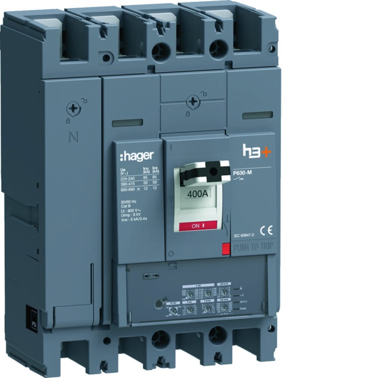 MCCB Wyłącznik mocy h3+ P630 LSI 4x400A 50kA HMW401JR Hager