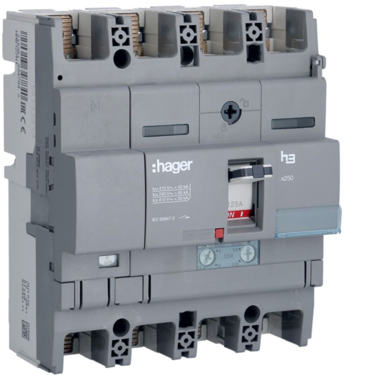 MCCB Wyłącznik mocy x250 4P N50% 40kA 125A TM HNB127H Hager