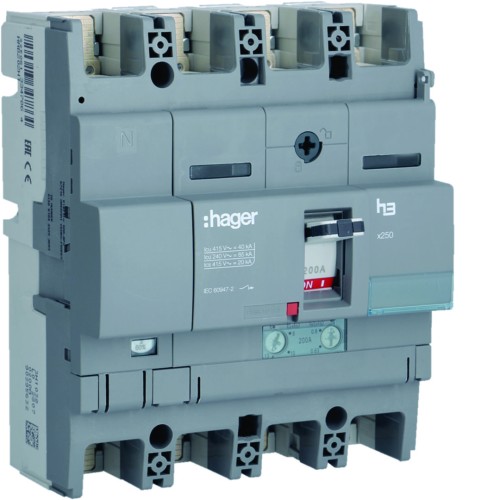 MCCB Wyłącznik mocy x250 4P N50% 40kA 200A TM HNB202H Hager
