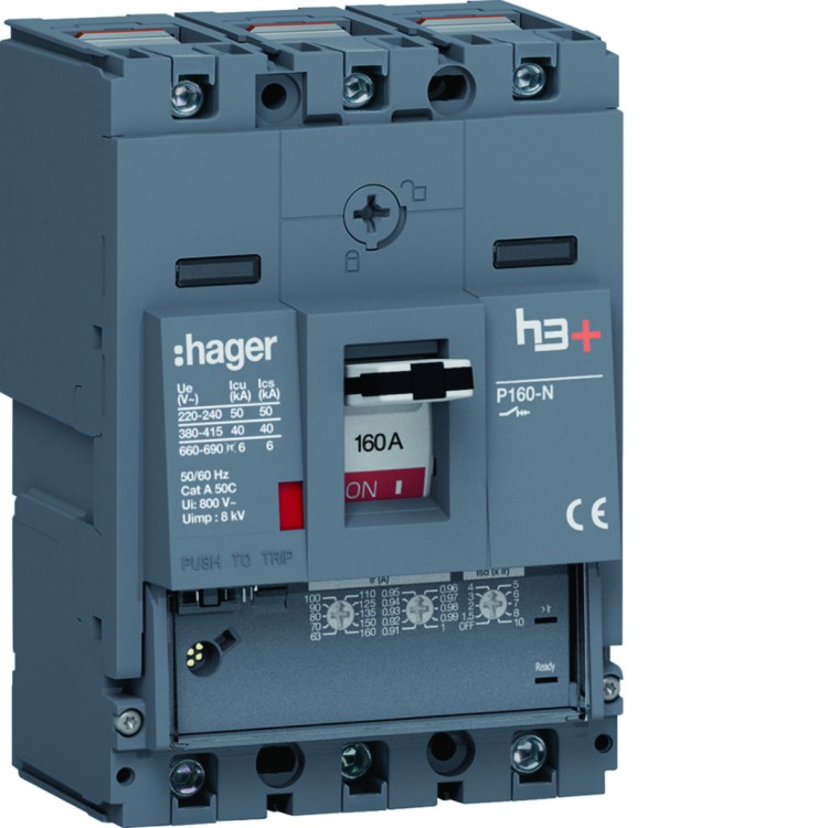 MCCB Wyłącznik mocy h3+ P160 3P 160A 40kA LSnI HNS160GC Hager