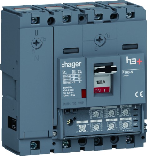MCCB Wyłącznik mocy h3+ P160 4P 160A 40kA LSI HNS161JC Hager