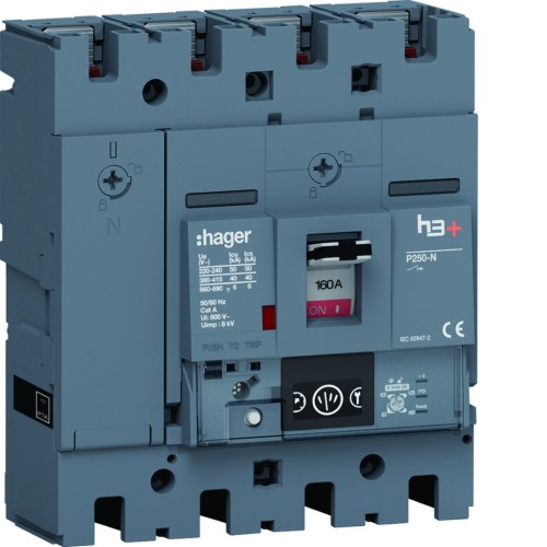 MCCB Wyłącznik mocy h3+ P250 4P 160A 40kA Energy HNT161NR Hager