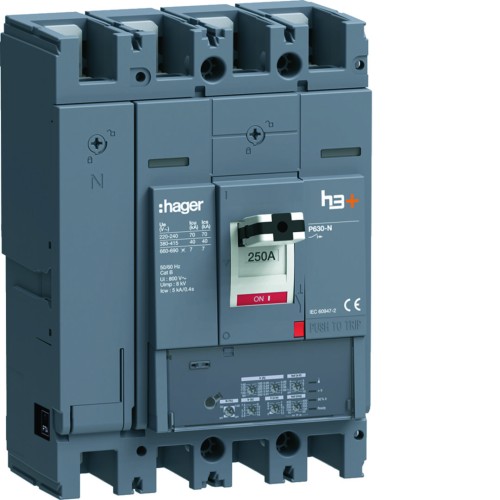 MCCB Wyłącznik mocy h3+ P630 LSI 4x250A 40kA HNW251JR Hager