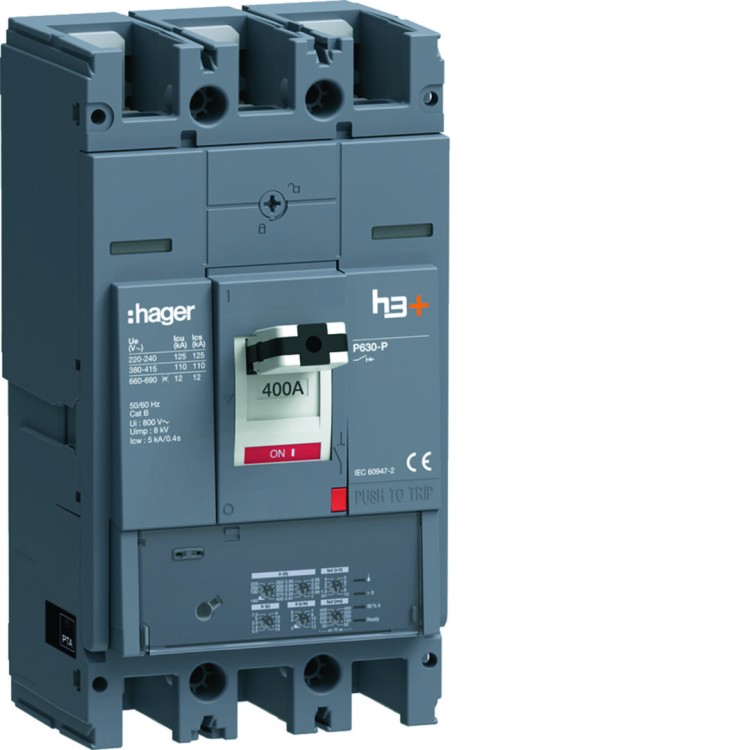 MCCB Wyłącznik mocy h3+ P630 LSI 3x400A 110kA HPW400JR Hager