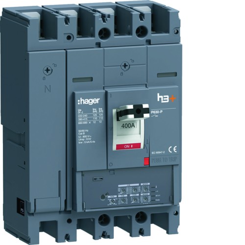 MCCB Wyłącznik mocy h3+ P630 LSI 4x400A 110kA HPW401JR Hager