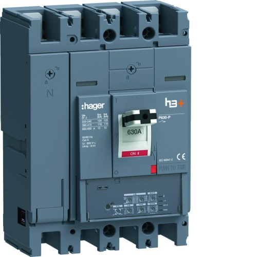 MCCB Wyłącznik mocy h3+ P630 LSI 4x630A 110kA HPW631JR Hager