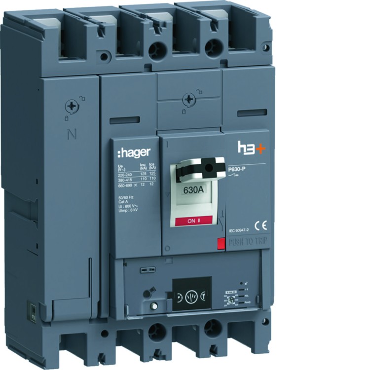 MCCB Wyłącznik mocy h3+ P630 Energy 4x630A 110kA HPW631NR Hager