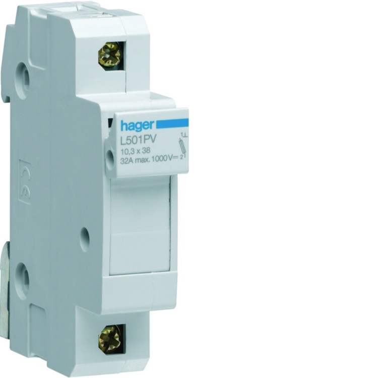 Modułowa podstawa bezpiecznikowa do systemów PV 1P 10x38mm 32A 1000VDC L501PV Hager