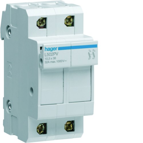 Modułowa podstawa bezpiecznikowa do systemów PV 2P 10x38mm 32A 1000VDC L502PV Hager