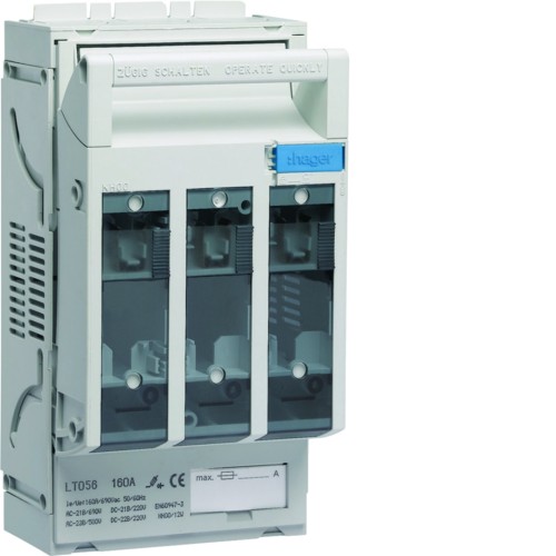 LT rozłącznik bezpiecz. NH00 3P 160A 690VAC szyny 40mm odpływ śruba M8 LT053 Hager