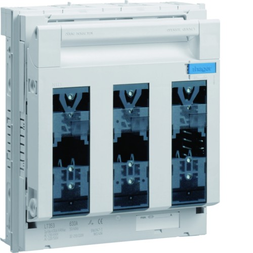 LT rozłącznik bezpiecz. NH3 3P 630A 690VAC szyny 60mm zasilanie/odpływ śruba M10 LT353 Hager