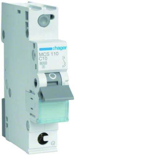 MCB Wyłącznik nadprądowy Icn=6000A 1P C 10A QuickConnect MCS110 Hager