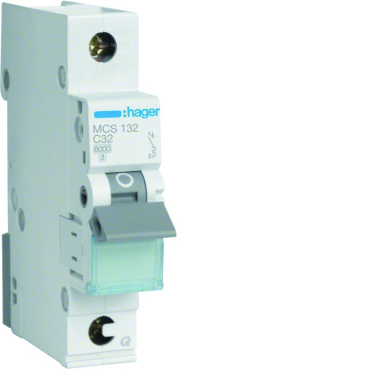 MCB Wyłącznik nadprądowy Icn=6000A 1P C 32A QuickConnect MCS132 Hager