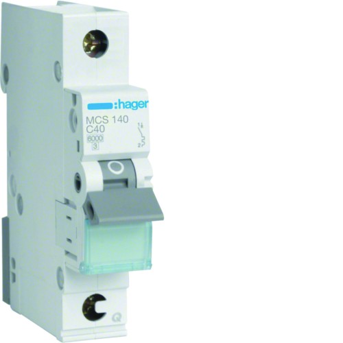 MCB Wyłącznik nadprądowy Icn=6000A 1P C 40A QuickConnect MCS140 Hager