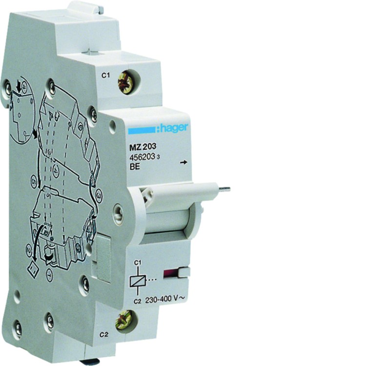 Wyzwalacz wzrostowy do MCB, RCCB, RCBO 110-130VDC / 230-415VAC MZ203 Hager