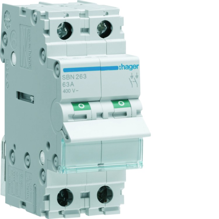 Modułowy rozłącznik izolacyjny 2P 63A 400VAC SBN263 Hager