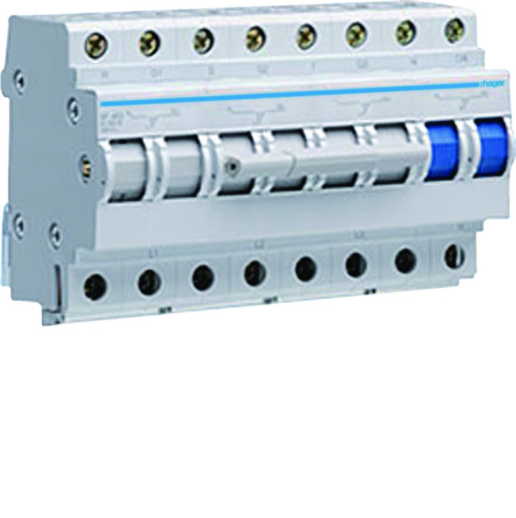 Modułowy przełącznik zasilania 3P+N I-0-II 63A 400VAC SF463 Hager
