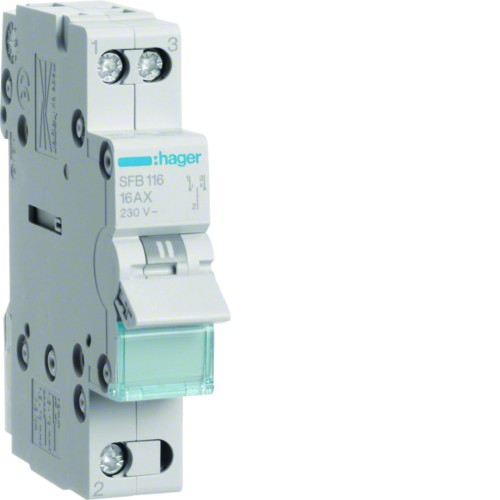 Modułowy przełącznik instalacyjny I-0-II punkt wspólny od dołu 1P 16A 230VAC SFB116 Hager