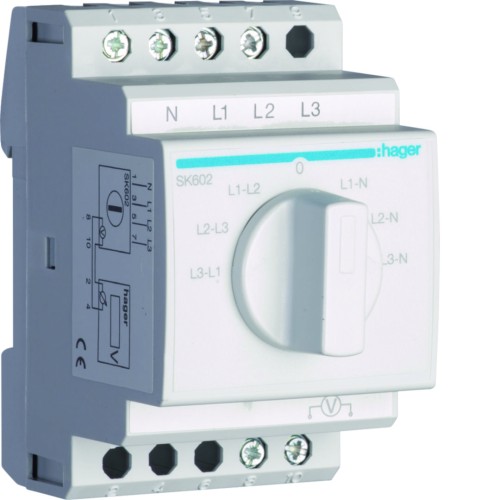 Przełącznik woltomierza 7-pozycyjny 400V, 20A SK602 Hager