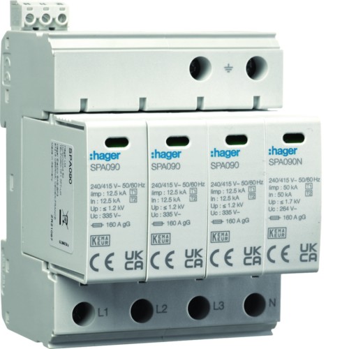 SPD Ogr. przepięć T1+T2 MOV 4P sieć TN-S/TT Iimp=50 kA In=50kA Up≤1,2kV styk  SPA931 Hager