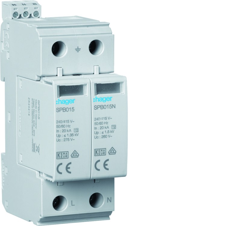 SPD Ogr.przepięć T2 2P sieć TN-S/TT In=40kA Imax=40kA Up≤1,35kV styk  SPB215 Hager