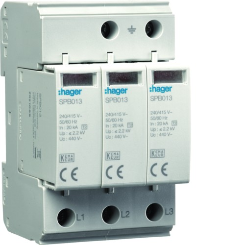SPD T2 3P sieć IT 3+0 In=20kA Imax=40kA Up≤2,2kV SPB513 Hager