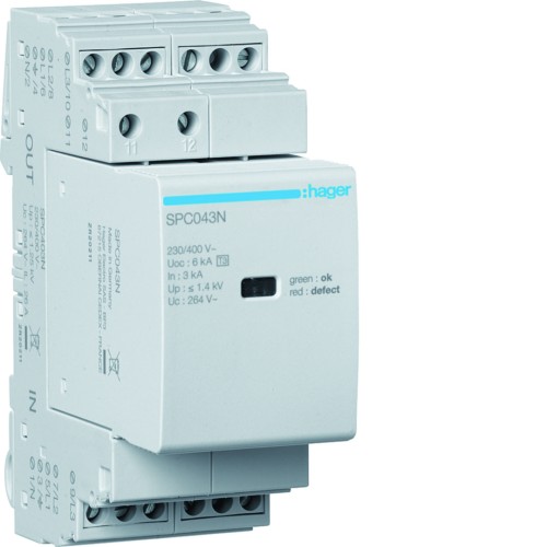 SPD T3 4P sieć TN-S In=3kA Up≤1,4kV styk  SPC403N Hager