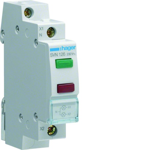 Lampka sygnalizacyjna LED zielona+czerwona 230VAC SVN126 Hager