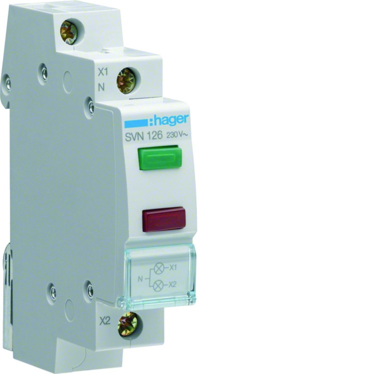 Lampka sygnalizacyjna LED zielona+czerwona 230VAC SVN126 Hager