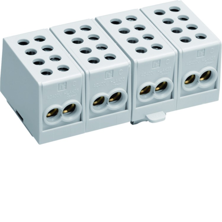 Zacisk rozgałęźny 4-polowy 2x25/2x35mm2/pole 4xL/szary KH35A Hager