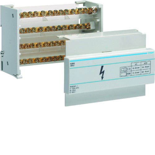 Blok rozdzielczy In=125A 4P 29kA 1x35/1x25+10x16 KJ01C Hager