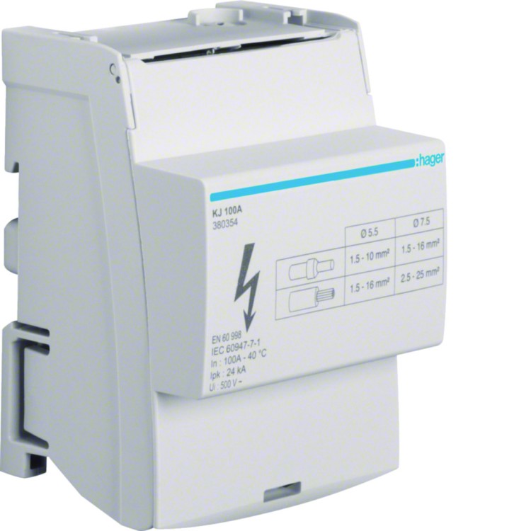 Blok rozdzielczy 4-polowy In=100 A KJ100A Hager