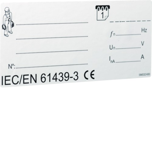 Tabliczka znamionowa IEC/EN 61439-3 (10 szt.) VZ123CE Hager