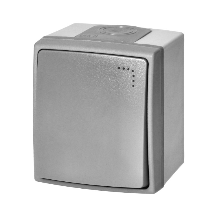 Łącznik jednobiegunowy z podświetleniem AQUATIC PRO IP55, 10A, 230V AC, Szaro-Grafitowy OR-OE-7400/P/GR ORNO