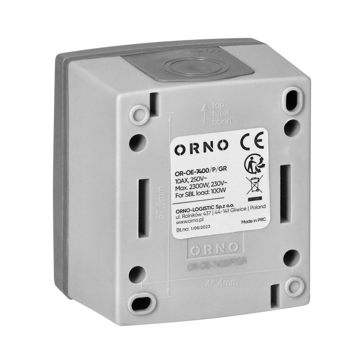Łącznik jednobiegunowy z podświetleniem AQUATIC PRO IP55, 10A, 230V AC, Szaro-Grafitowy OR-OE-7400/P/GR ORNO