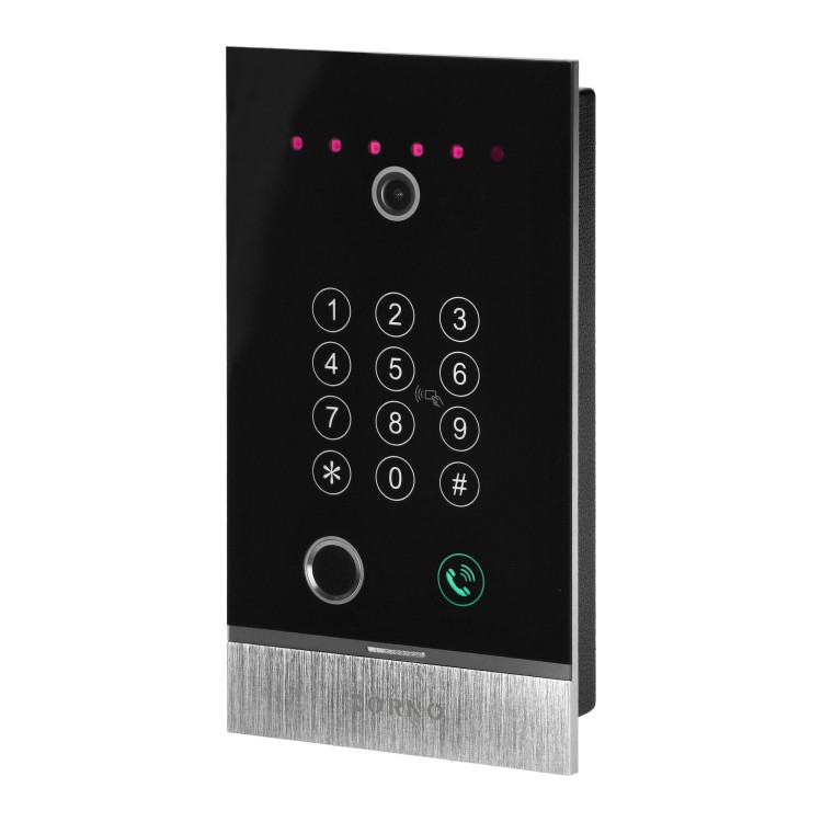GUARDO zestaw wideodomofonowy jednorodzinny 4-żyłowy LCD 10" dotykowy z gniazdem na kartę pamięci interkom kaseta podtynkowa z kamerą Full HD szyfratorem czytnikiem RFID 125kHz oraz czytnikiem linii papilarnych WiFi Tuya OR-VID-MO-1076/W/F ORNO Home