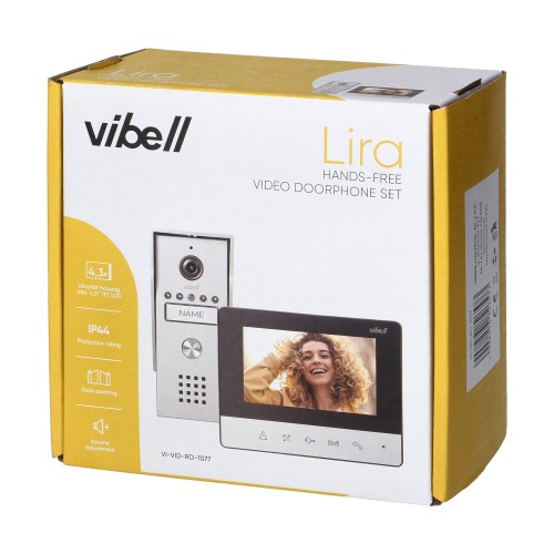 LIRA, zestaw wideodomofonowy jednorodzinny, 4-żyłowy, kolor, LCD 4,3", z aluminiową wideo kasetą VI-VID-RO-1077 ORNO Home