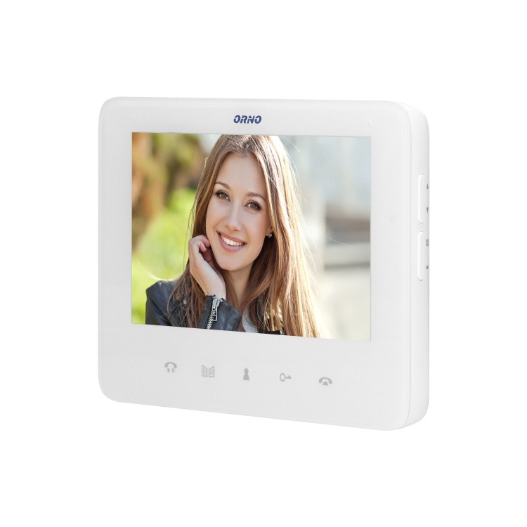 SCUTI, zestaw wideodomofonowy, jednorodzinny, 5-żyłowy, kolor, LCD 7", interkom, kaseta wideo natynkowa z szyfratorem, biały OR-VID-VP-1073/W ORNO Home