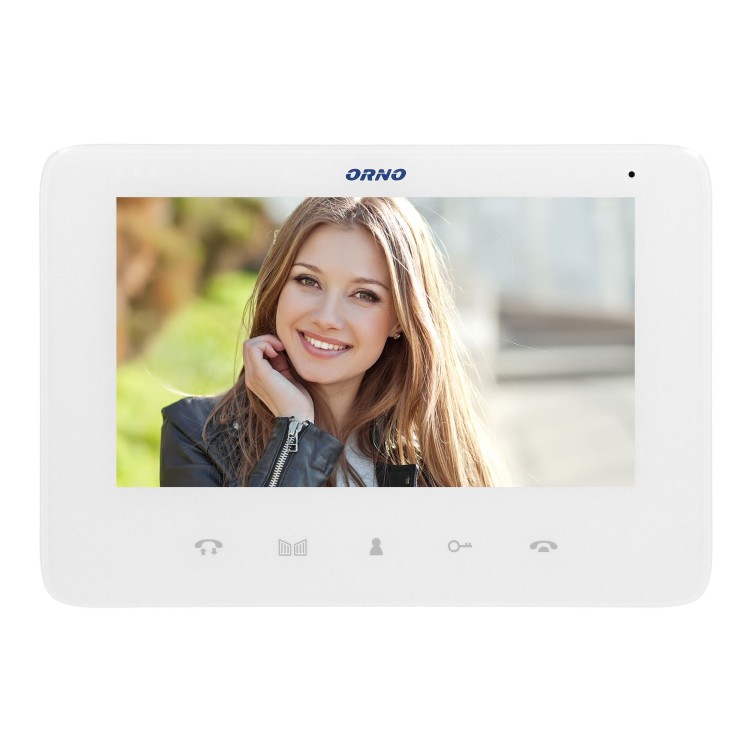 SCUTI, zestaw wideodomofonowy, jednorodzinny, 5-żyłowy, kolor, LCD 7", interkom, kaseta wideo natynkowa z szyfratorem, biały OR-VID-VP-1073/W ORNO Home