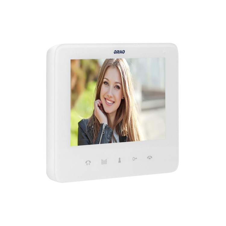 SCUTI, zestaw wideodomofonowy, jednorodzinny, 5-żyłowy, kolor, LCD 7", interkom, kaseta wideo natynkowa z szyfratorem, biały OR-VID-VP-1073/W ORNO Home
