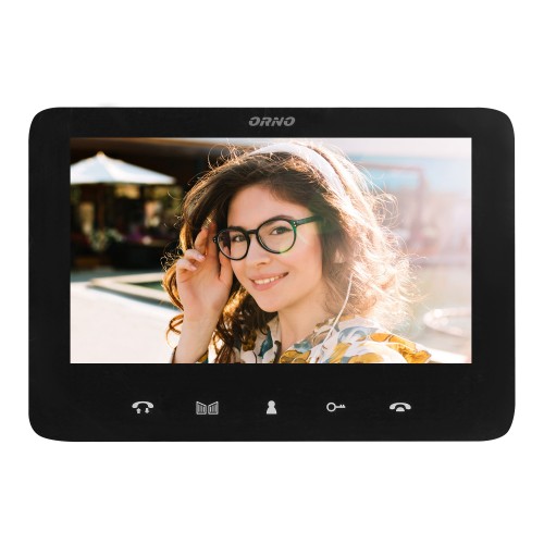 Wideo monitor bezsłuchawkowy, kolorowy, LCD 7", otwieranie bramy, interkom, do rozbudowy zestawu z serii INDI i SCUTI, czarny OR-VID-VP-1069MV/B ORNO Home