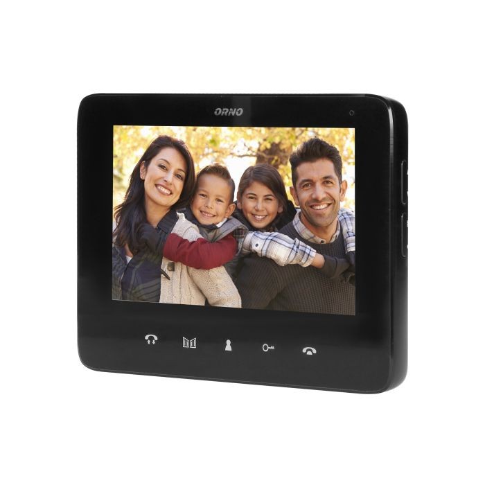 INDI MULTI P, zestaw wideodomofonowy 2-rodzinny 5-żyłowy, kolor, LCD 7", interkom, kaseta wideo podtynkowa z czytnikiem RFID 125kHz, czarny OR-VID-VP-1072/B ORNO Home