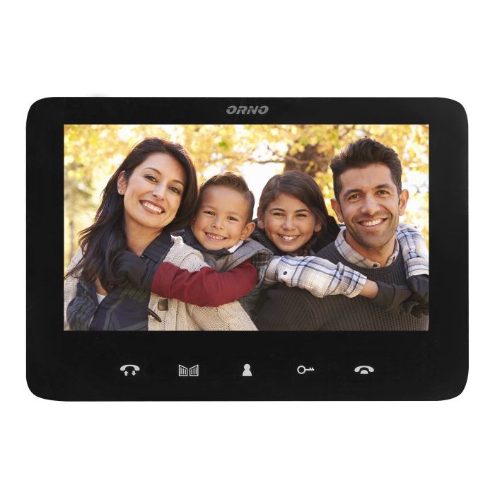 INDI MULTI P, zestaw wideodomofonowy 2-rodzinny 5-żyłowy, kolor, LCD 7", interkom, kaseta wideo podtynkowa z czytnikiem RFID 125kHz, czarny OR-VID-VP-1072/B ORNO Home