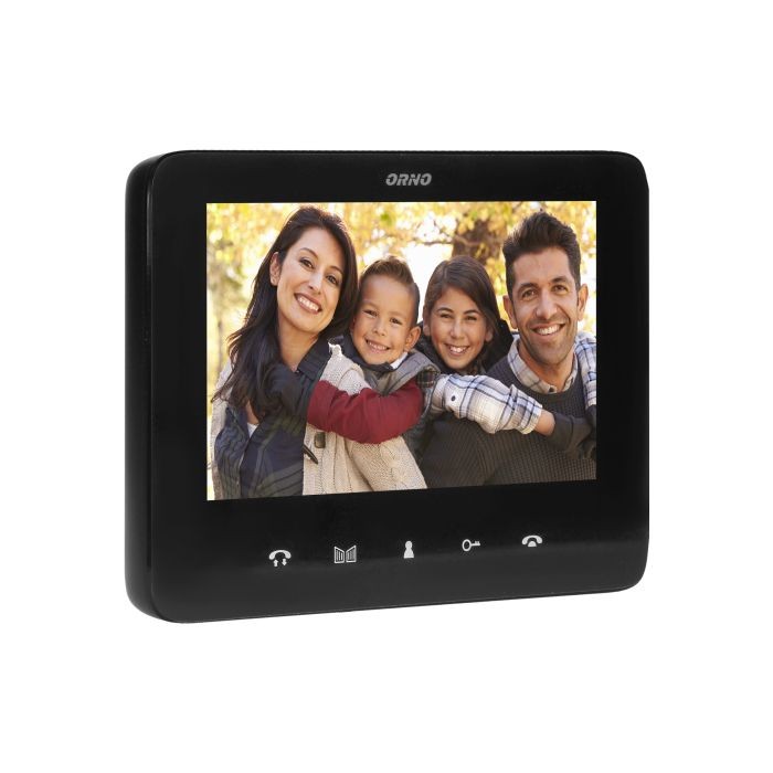 INDI MULTI P, zestaw wideodomofonowy 2-rodzinny 5-żyłowy, kolor, LCD 7", interkom, kaseta wideo podtynkowa z czytnikiem RFID 125kHz, czarny OR-VID-VP-1072/B ORNO Home